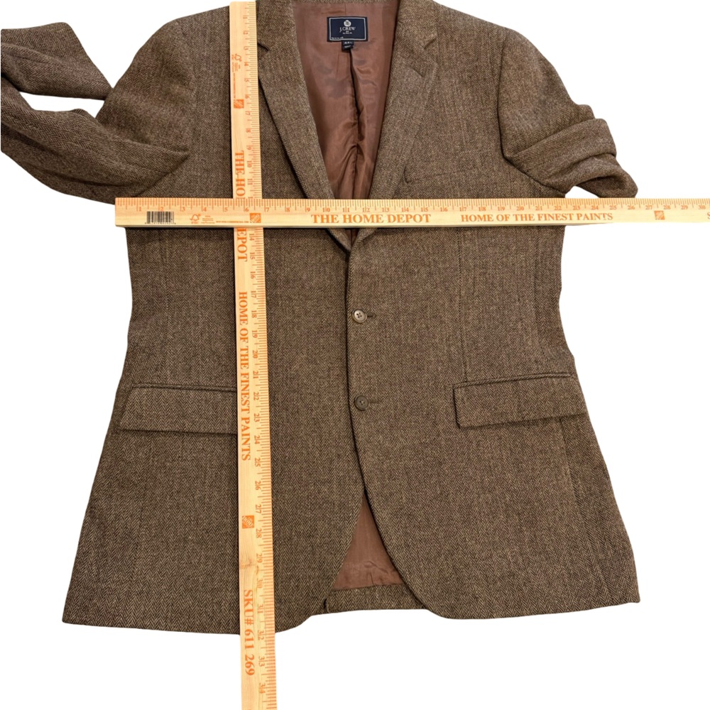 J.Crew Ludlow Wool Yorkshire Tweed Blazer Jacket Men Size 44L Brown Herringbone - Picture 9 of 10